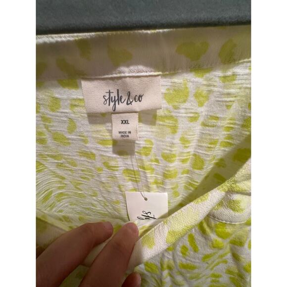 Style & Co women’s Lime and White leopard print shirt size XXL NWT - Picture 7 of 9